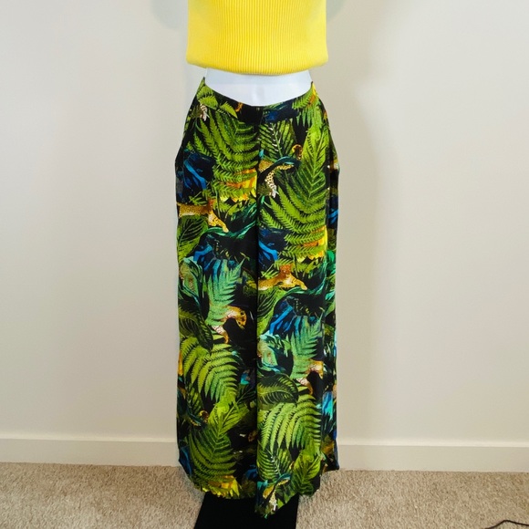 H&M Tropical Jungle Print Flat Front Trouser Pants With Pockets Size 6 - Picture 2 of 9